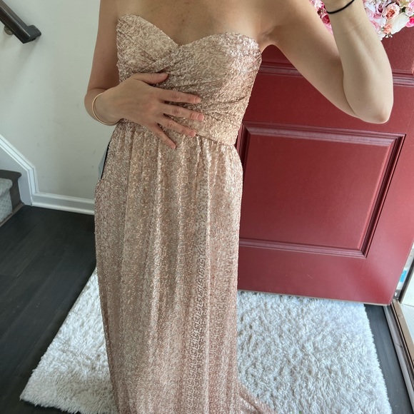 Amsale rose gold sweatheart strapless bridesmaids dress - Picture 7 of 12
